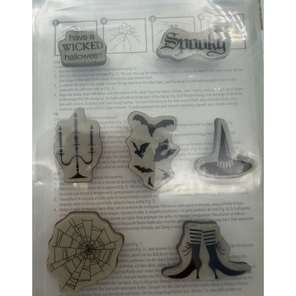 Stampin' Up! Wicked Cool Retired Stamp Set Halloween Set of 7 Witch Bats